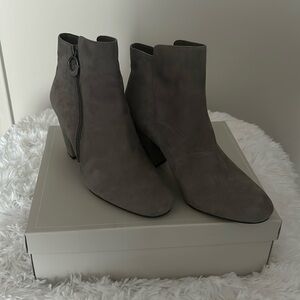 Grey ankle faux suede boots.  New w/o tags never worn.